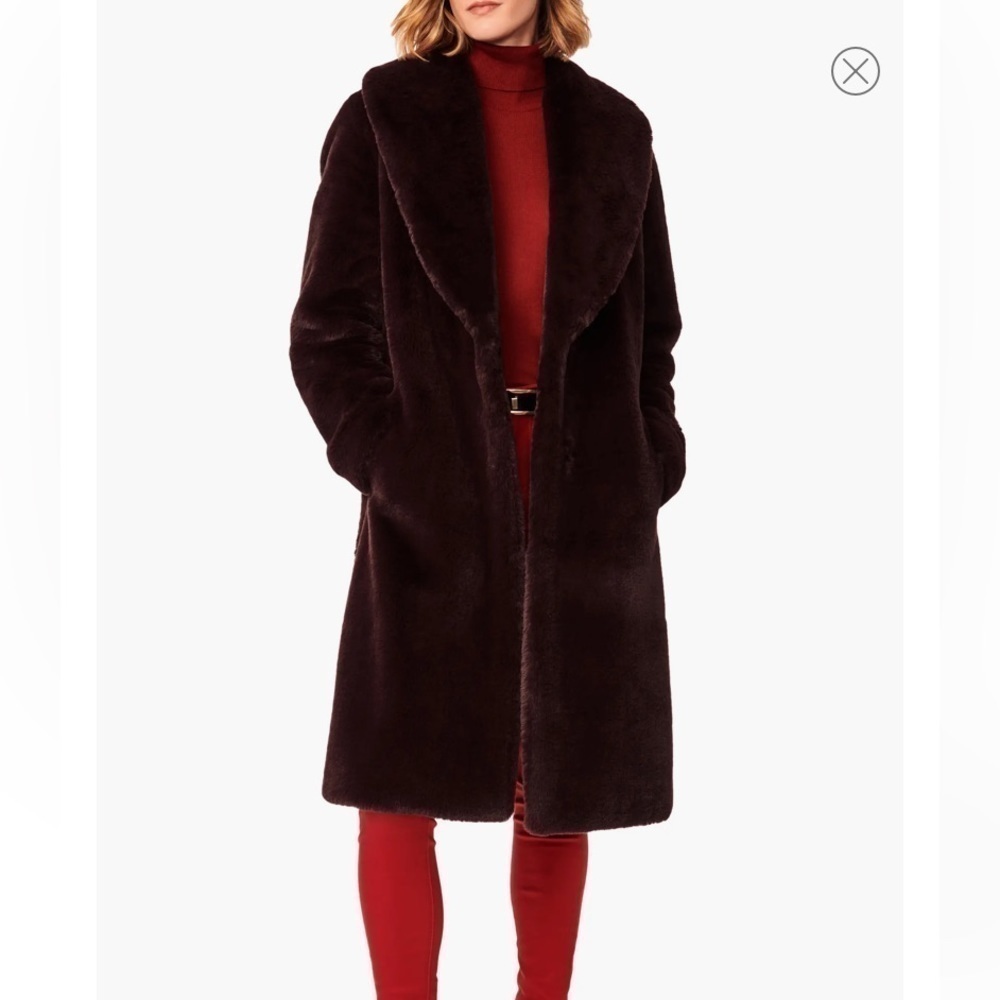Women's Faux Fur Long Coat in Dark Brown